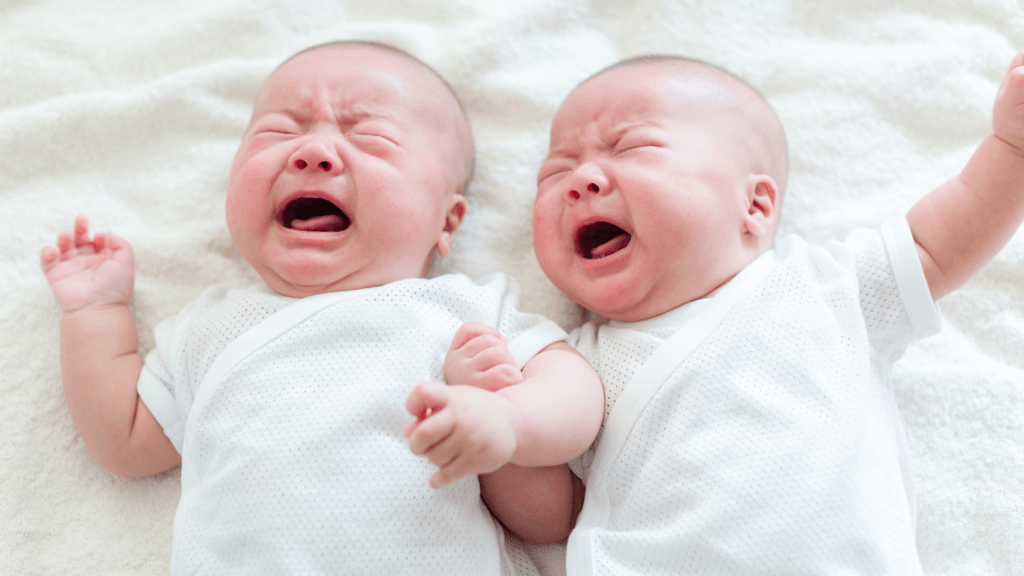 Twin babies crying