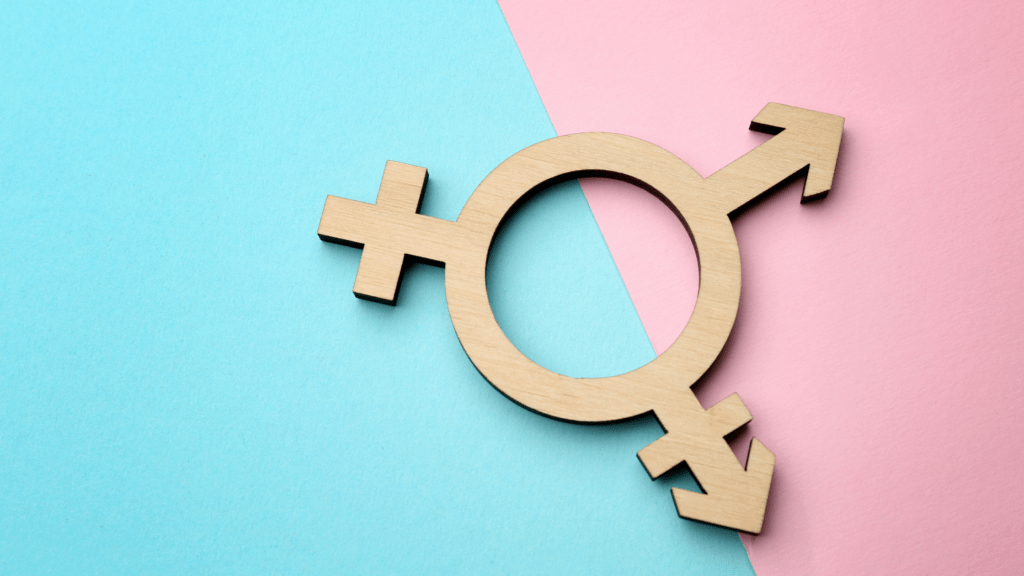 Symbol of transgender on colour background