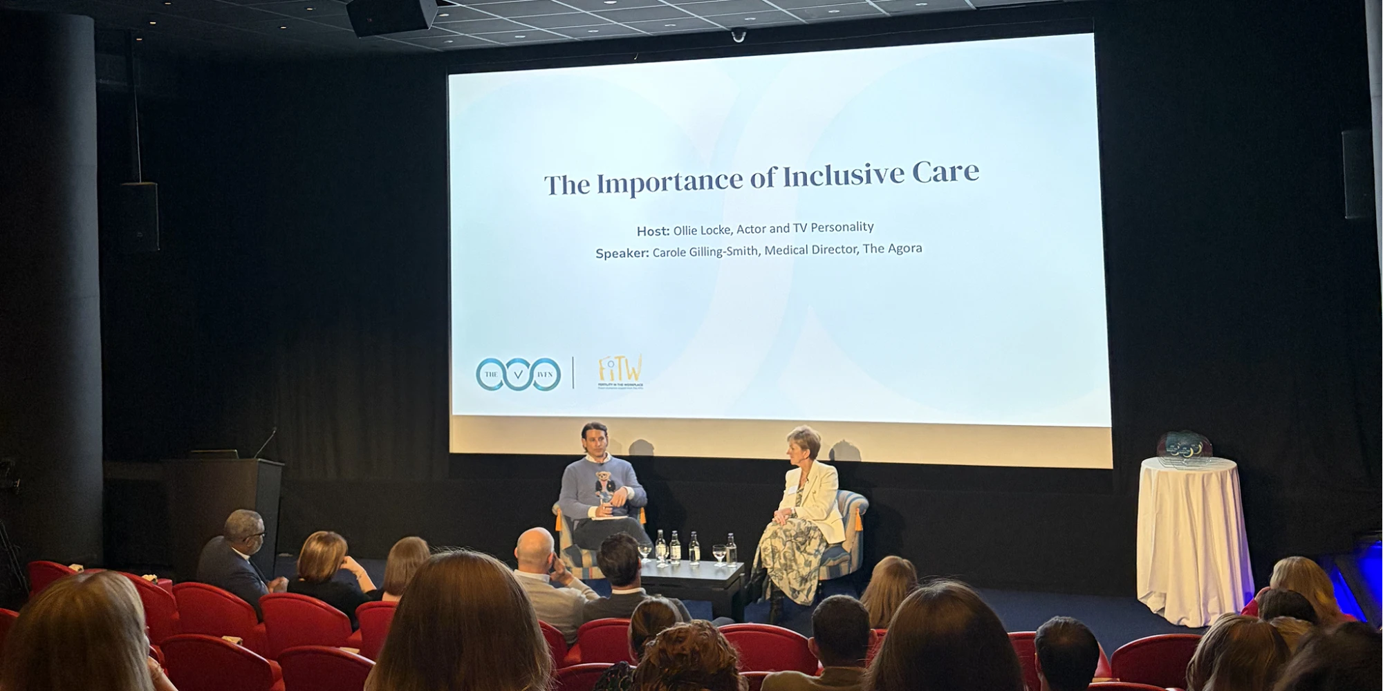 Ollie Locke and Carole Gilling-Smith of The Agora on stage for The Importance of Inclusive Care